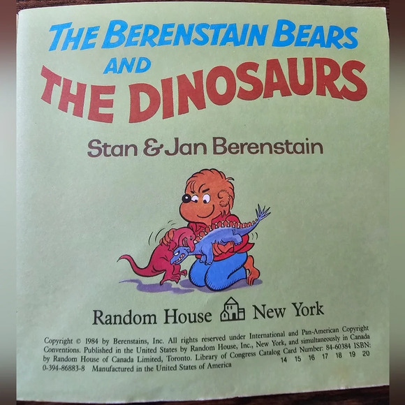 1984 The Berenstain Bears and The Dinosaurs Book By Stan & Jan Berenstain - Picture 3 of 4